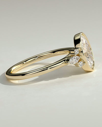 2.0 CT Oval Cluster & Bezel Styled Moissanite Engagement Ring