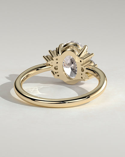 2.0 CT Oval Cut Cluster Moissanite Engagement Ring