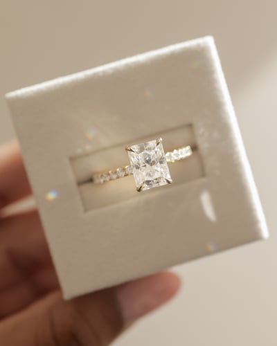 2.0 CT Radiant Pave & Hidden Halo Moissanite Diamond Engagement Ring