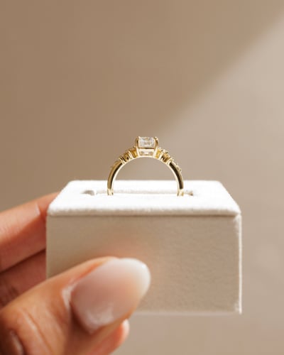 2.0 CT Elongated Cushion Cluster Moissanite Engagement Ring