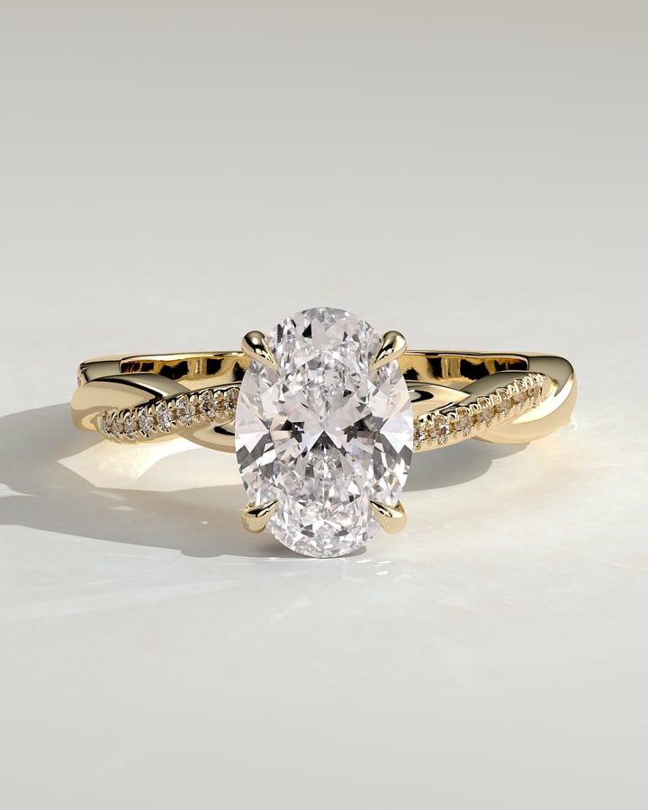 2.0 CT Oval Criss Cross Pave Moissanite Engagement Ring