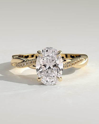 2.0 CT Oval Criss Cross Pave Moissanite Engagement Ring