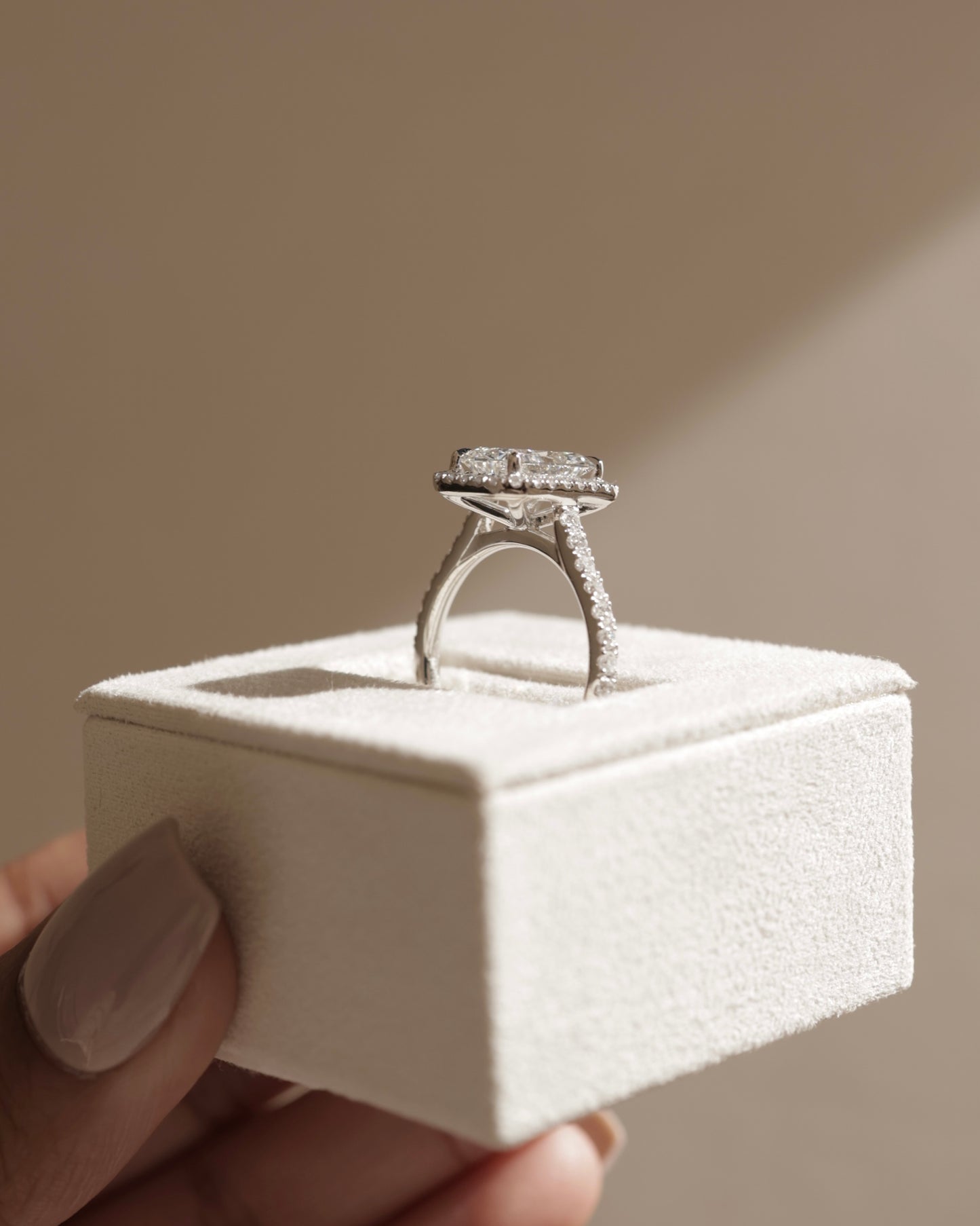 2 CT Radiant Cut Halo and Pave Moissanite Diamond Engagement Ring