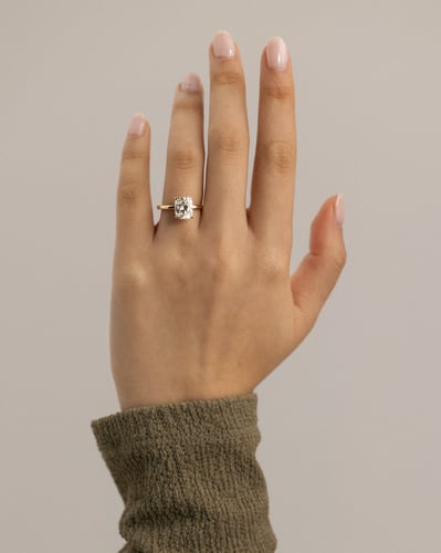 2.0 CT Elongated Cushion Hidden Halo Moissanite Engagement Ring