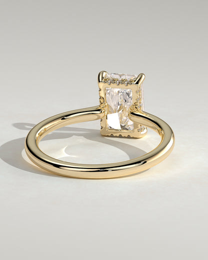 2.0 CT Radiant Hidden Halo Moissanite Engagement Ring