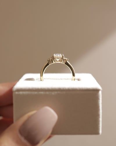 2.0 CT Oval Cut Cluster Moissanite Engagement Ring