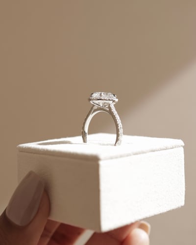 2 CT Oval Cut Halo and Pave Moissanite Diamond Engagement Ring