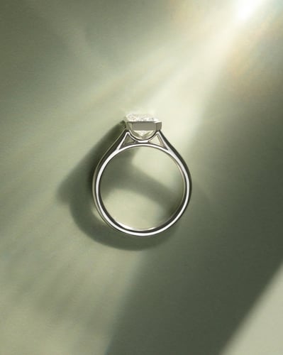 2 CT Radiant Solitaire & Bezel Moissanite Engagement Ring