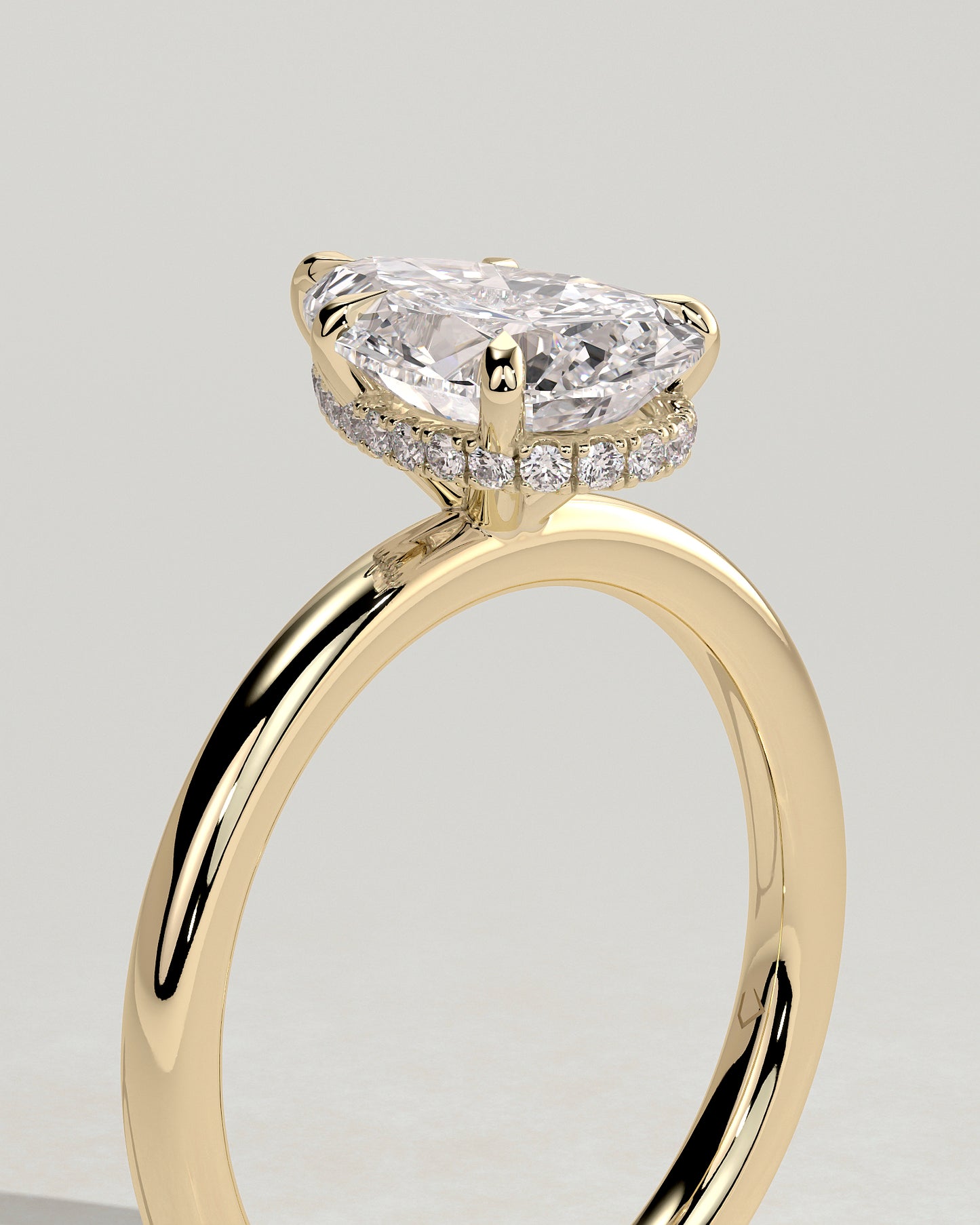 2.0 CT Pear Hidden Halo Moissanite Engagement Ring