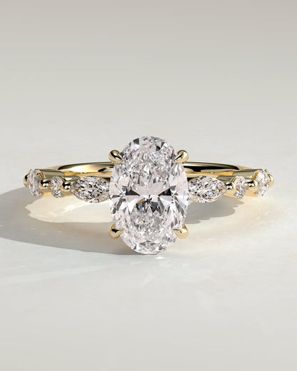 2.0 CT Oval Pave Moissanite Diamond Engagement Ring