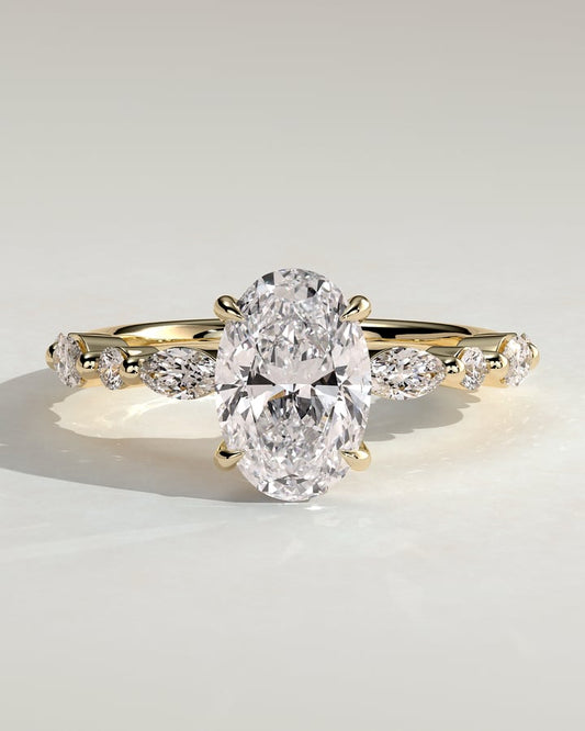 2.0 CT Oval Pave Moissanite Diamond Engagement Ring