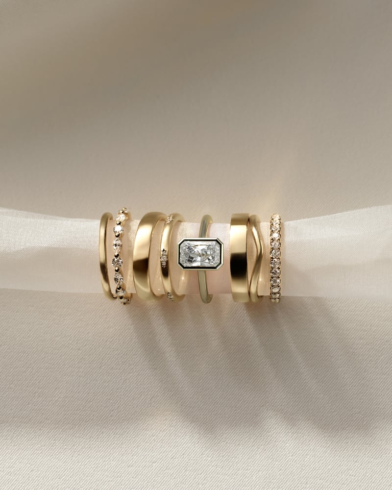 2.0 CT Radiant Cathedral & Bezel Moissanite Diamond Engagement Ring