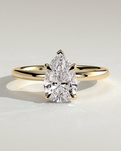 2.0 CT Pear Cut Hidden Halo Moissanite Diamond Engagement Ring