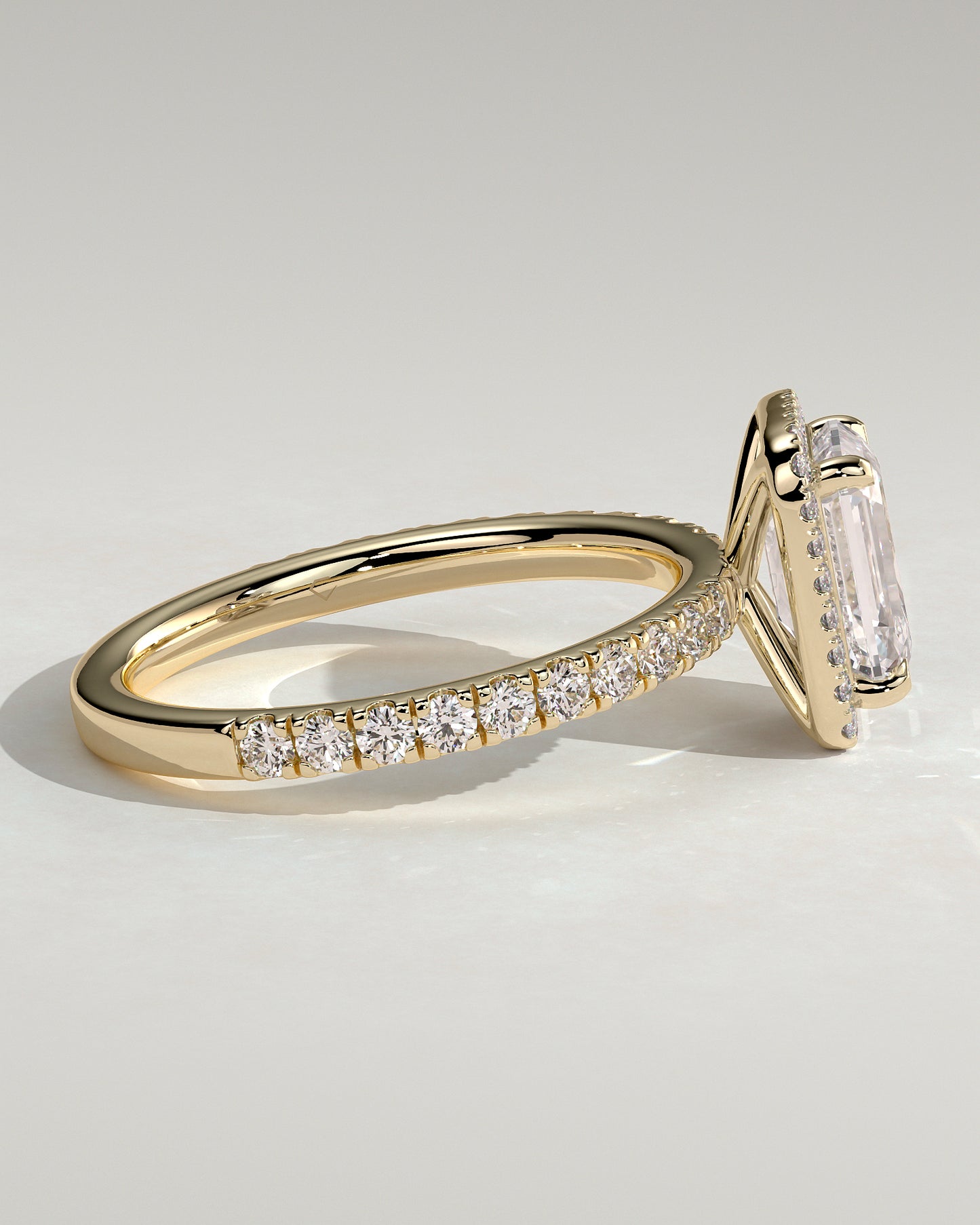 2 CT Emerald Cut Halo and Pave Moissanite Diamond Engagement Ring