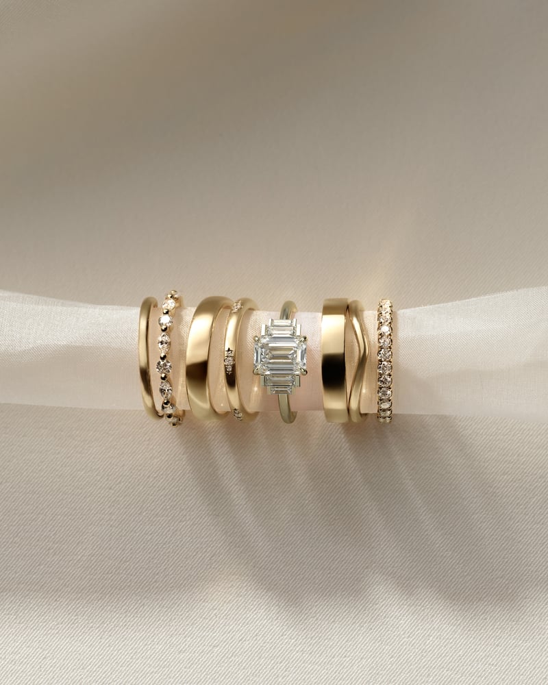 2 CT Emerald Cut Cluster Moissanite Diamond Engagement Ring