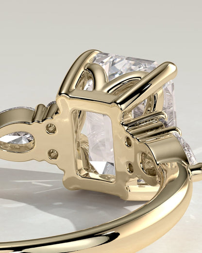 2 CT Emerald Cut Cluster Moissanite Diamond Engagement Ring