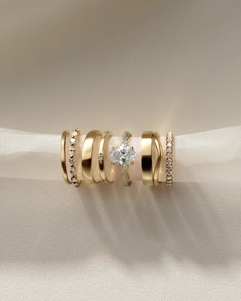 2.0 CT Oval Criss Cross Pave Moissanite Engagement Ring