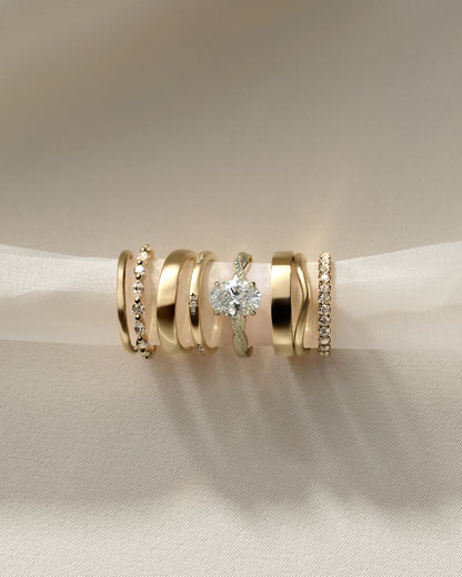 2.0 CT Oval Criss Cross Pave Moissanite Engagement Ring