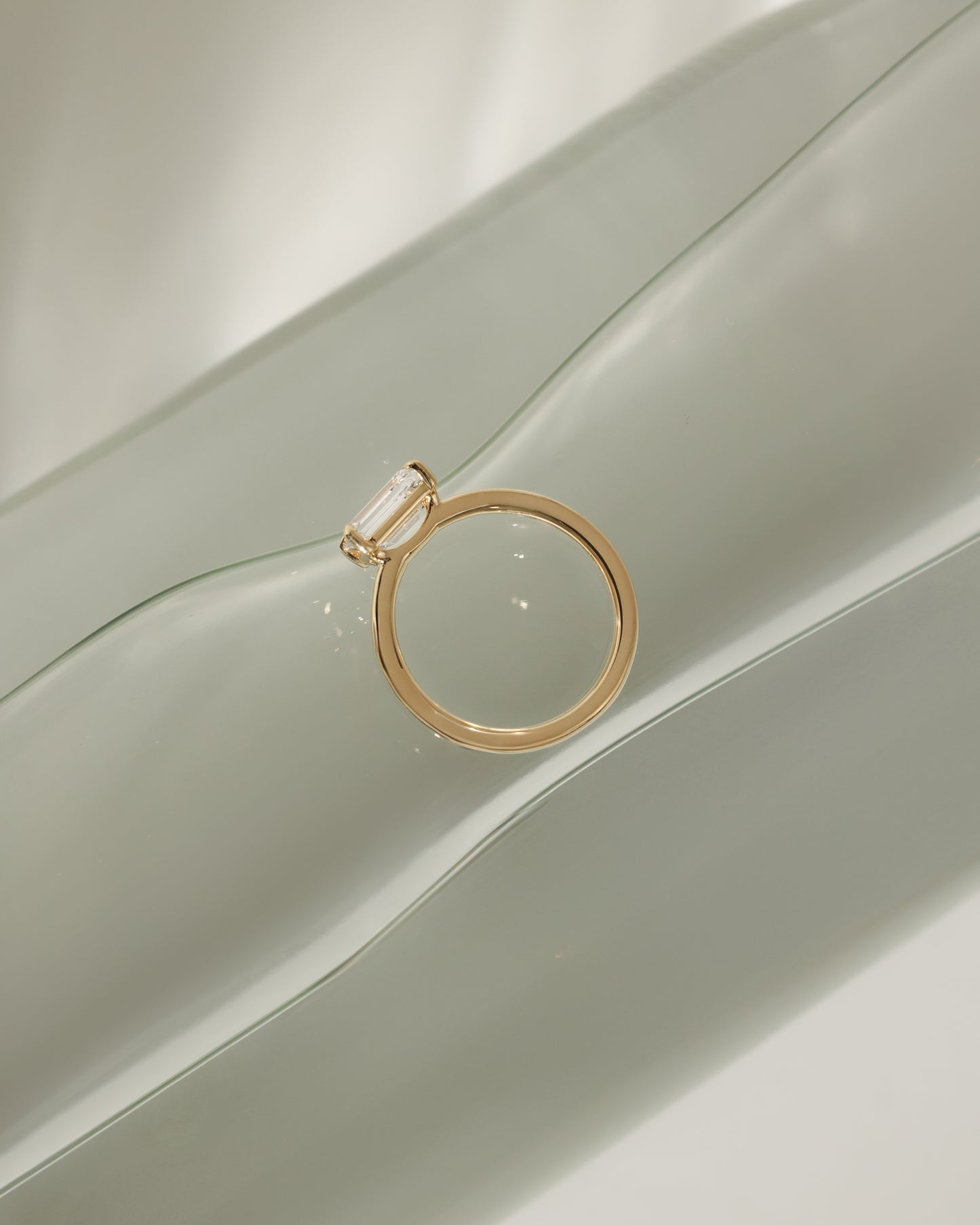 2.0 CT Emerald East West Solitaire Moissanite Engagement Ring