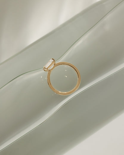 2.0 CT Emerald East West Solitaire Moissanite Engagement Ring