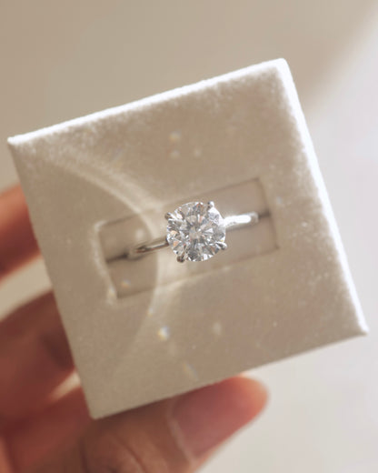 2.0 CT Round Hidden Halo Moissanite Engagement Ring