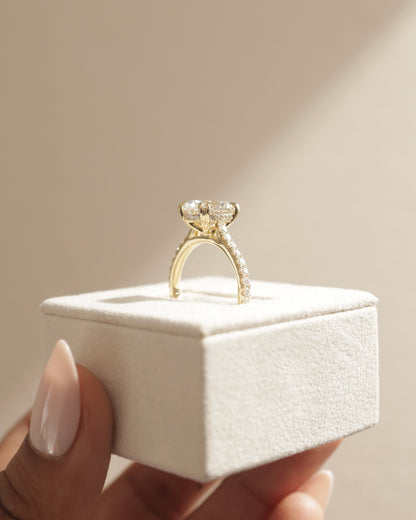 2.0 CT Oval Pave & Hidden Halo Moissanite Engagement Ring