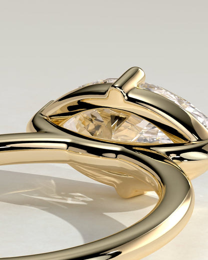 2.0 CT Marquise East-West Solitaire Moissanite Engagement Ring