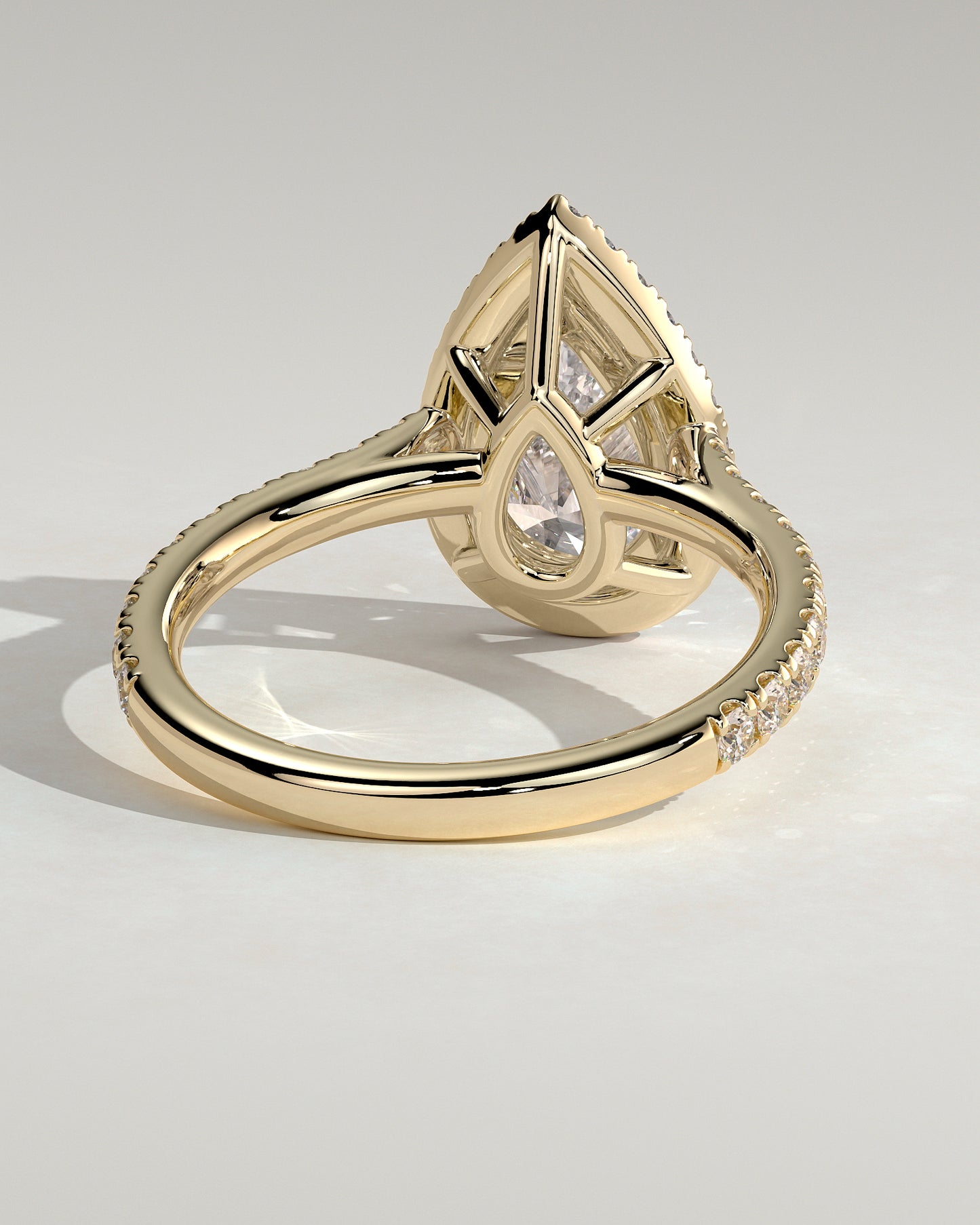 2 CT Pear Cut Halo and Pave Moissanite Diamond Engagement Ring