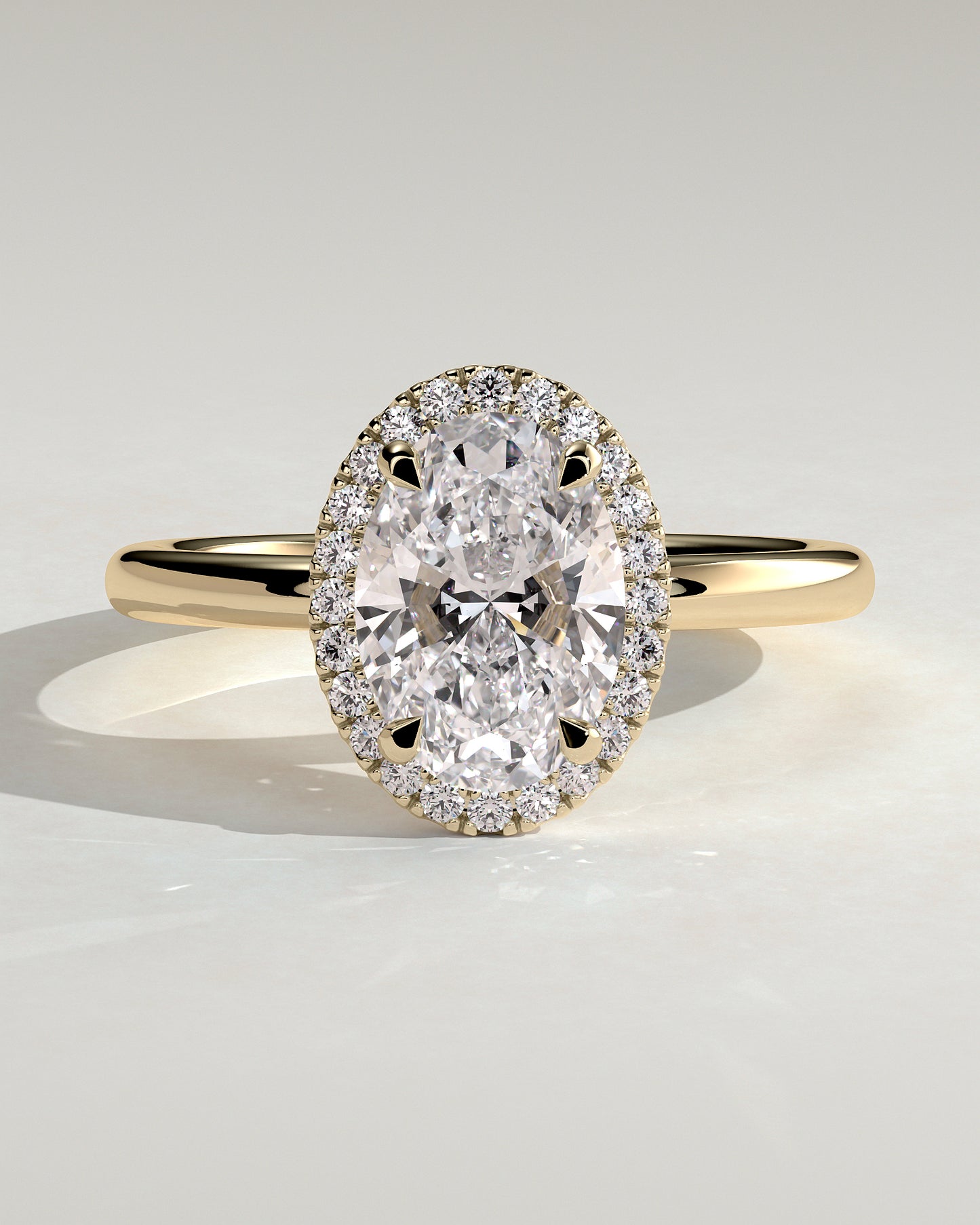 2 CT Oval Halo Moissanite Diamond Engagement Ring
