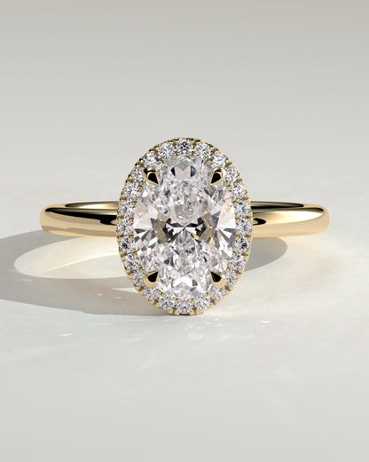 2 CT Oval Halo Moissanite Diamond Engagement Ring