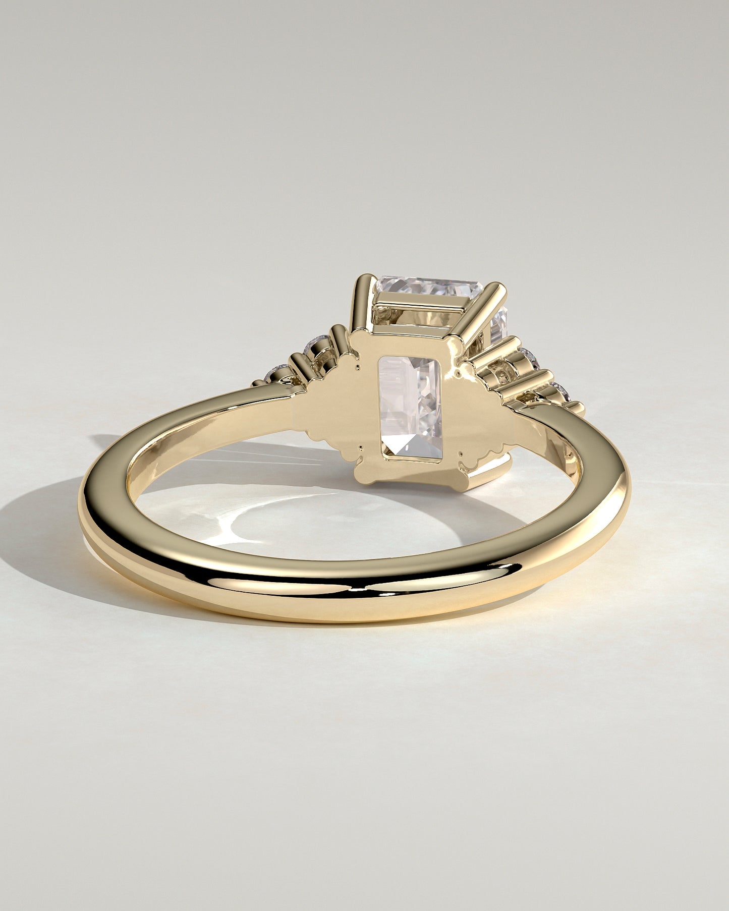 2.0 Ct Emerald Cut Cluster Moissanite Diamond Engagement Ring