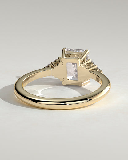 2.0 Ct Emerald Cut Cluster Moissanite Diamond Engagement Ring