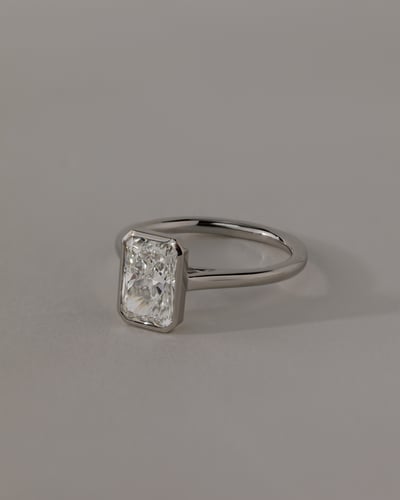 2 CT Radiant Solitaire & Bezel Moissanite Engagement Ring