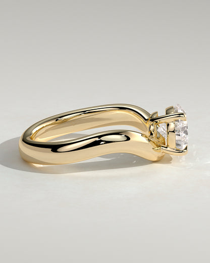 2.0 CT Pear Curved & Solitaire Moissanite Engagement Ring