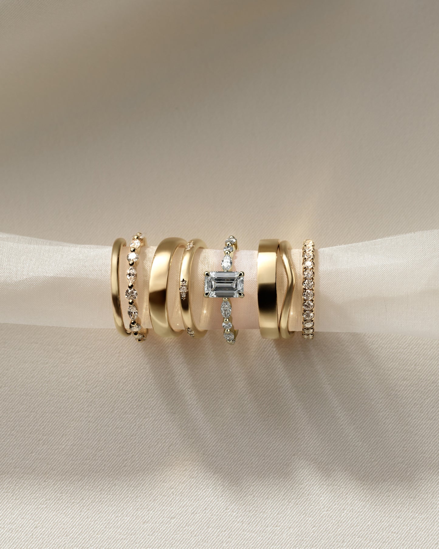 2 CT Emerald Cut Pave Moissanite Engagement Ring