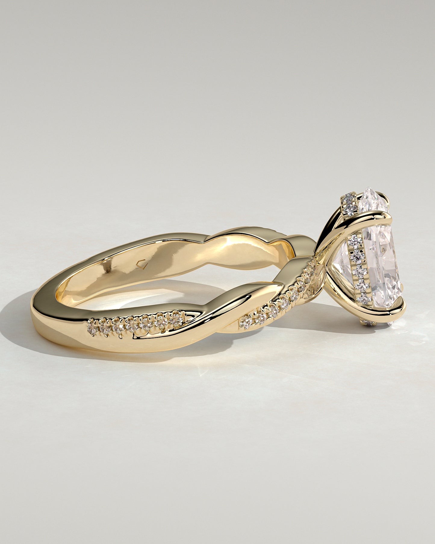 2.0 CT Oval Criss Cross Pave Moissanite Engagement Ring