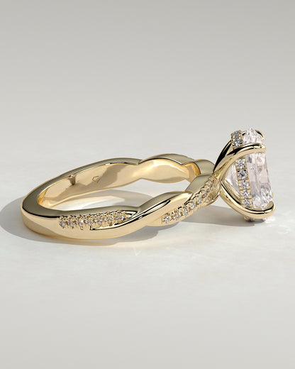 2.0 CT Oval Criss Cross Pave Moissanite Engagement Ring