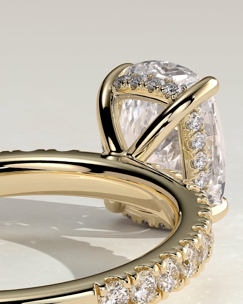 2.0 CT Elongated Cushion Hidden Halo & Pave Moissanite Engagement Ring