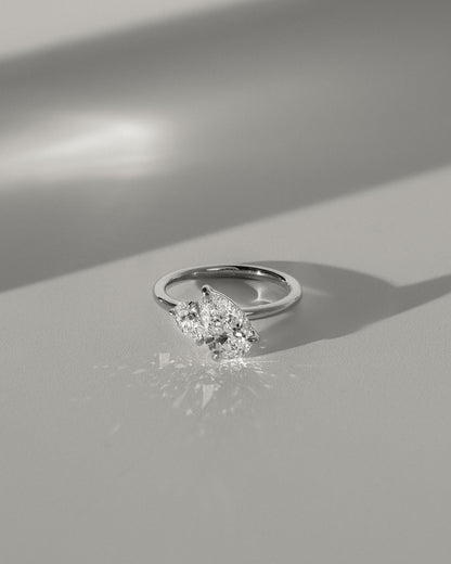 2.8 CT Pear Toi Et Moi Moissanite Diamond Engagement Ring