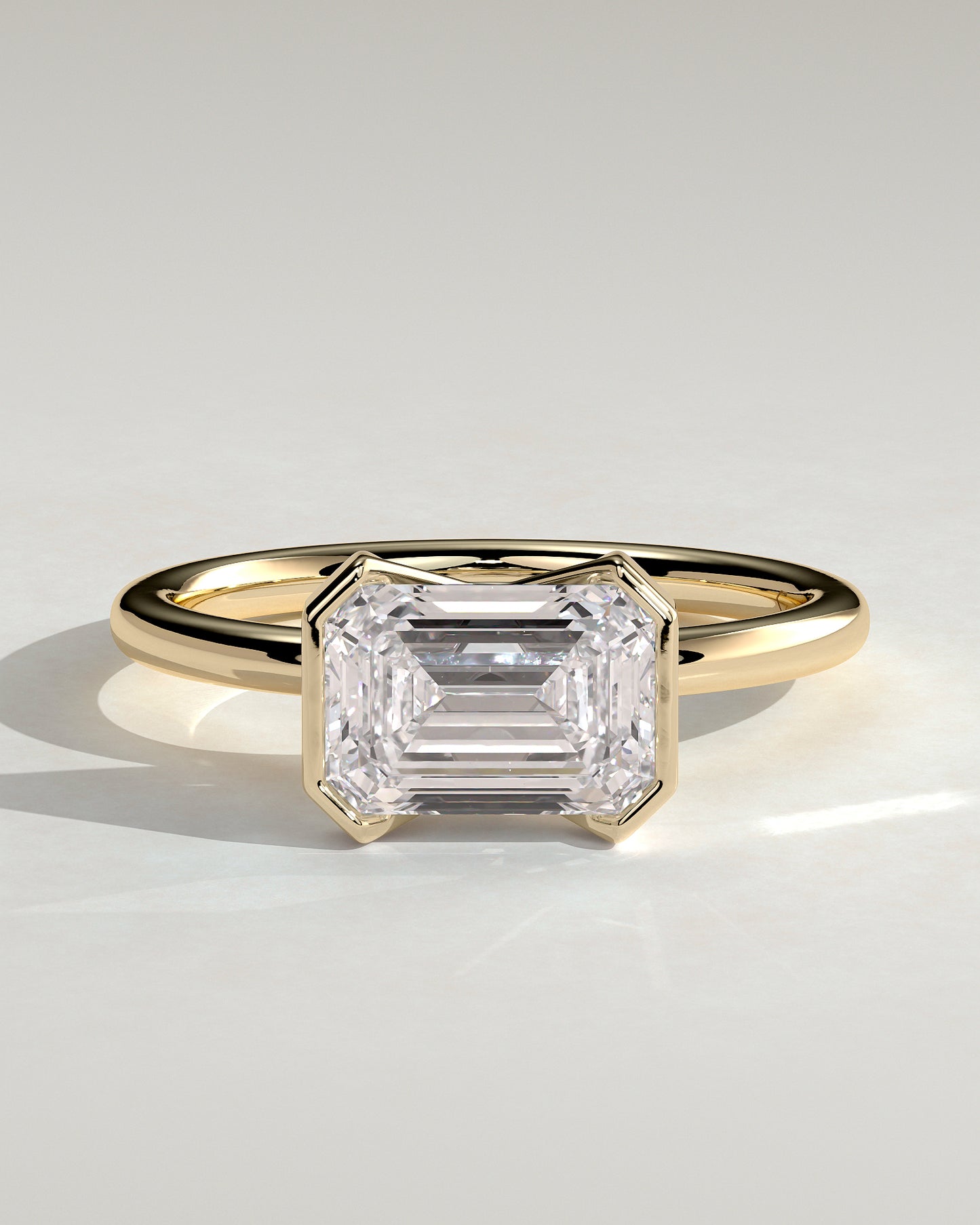 2 CT Emerald Cut East-West Solitaire Moissanite Engagement Ring