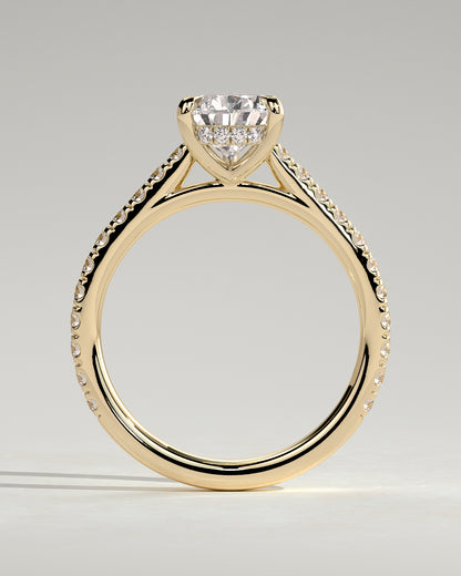 2 CT Pear Cut Pave & Hidden Halo Moissanite Diamond Engagement Ring