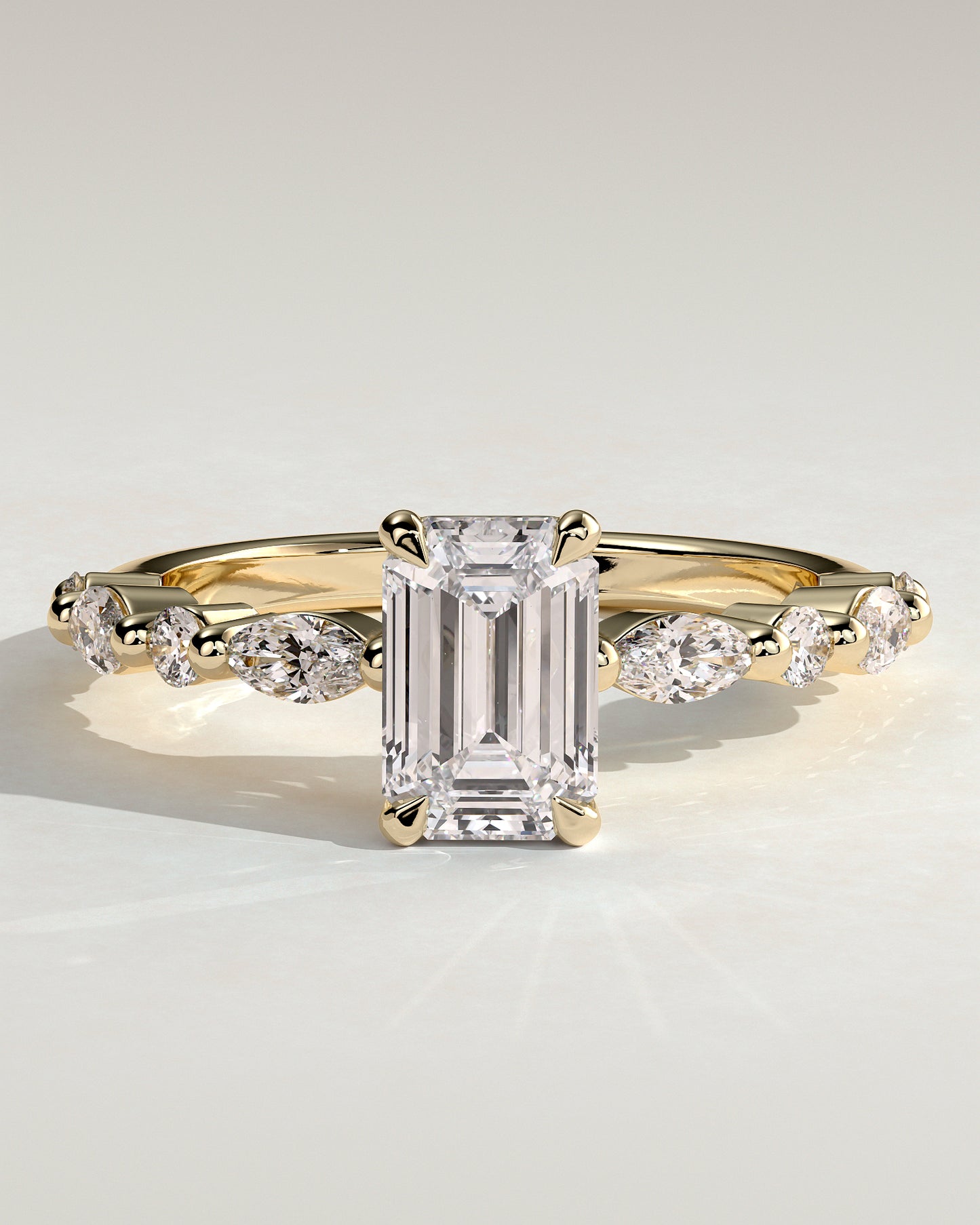 2 CT Emerald Cut Pave Moissanite Engagement Ring