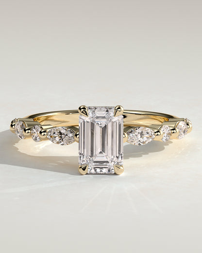2 CT Emerald Cut Pave Moissanite Engagement Ring