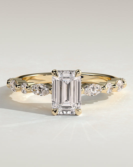 2 CT Emerald Cut Pave Moissanite Engagement Ring
