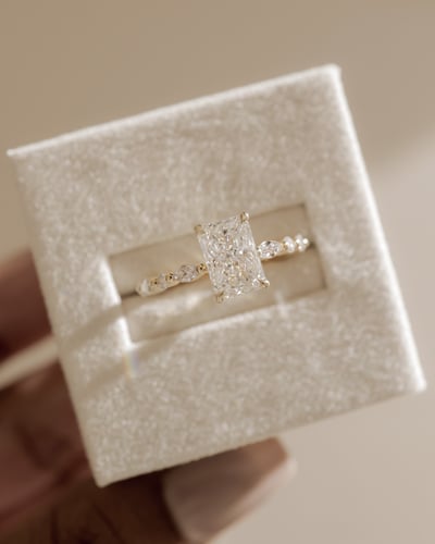 2.0 CT Radiant Pave & Hidden Halo Moissanite Engagement Ring