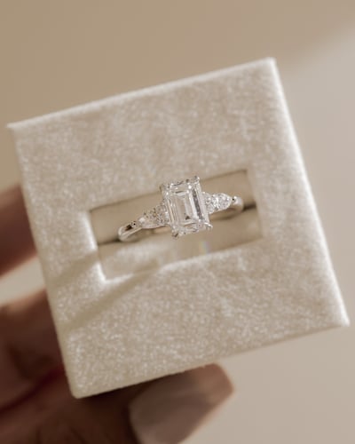 2 CT Emerald Cut Cluster Moissanite Diamond Engagement Ring