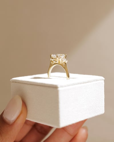 2 CT Elongated Cushion Cut Three Stones Moissanite Diamond Engagement Ring