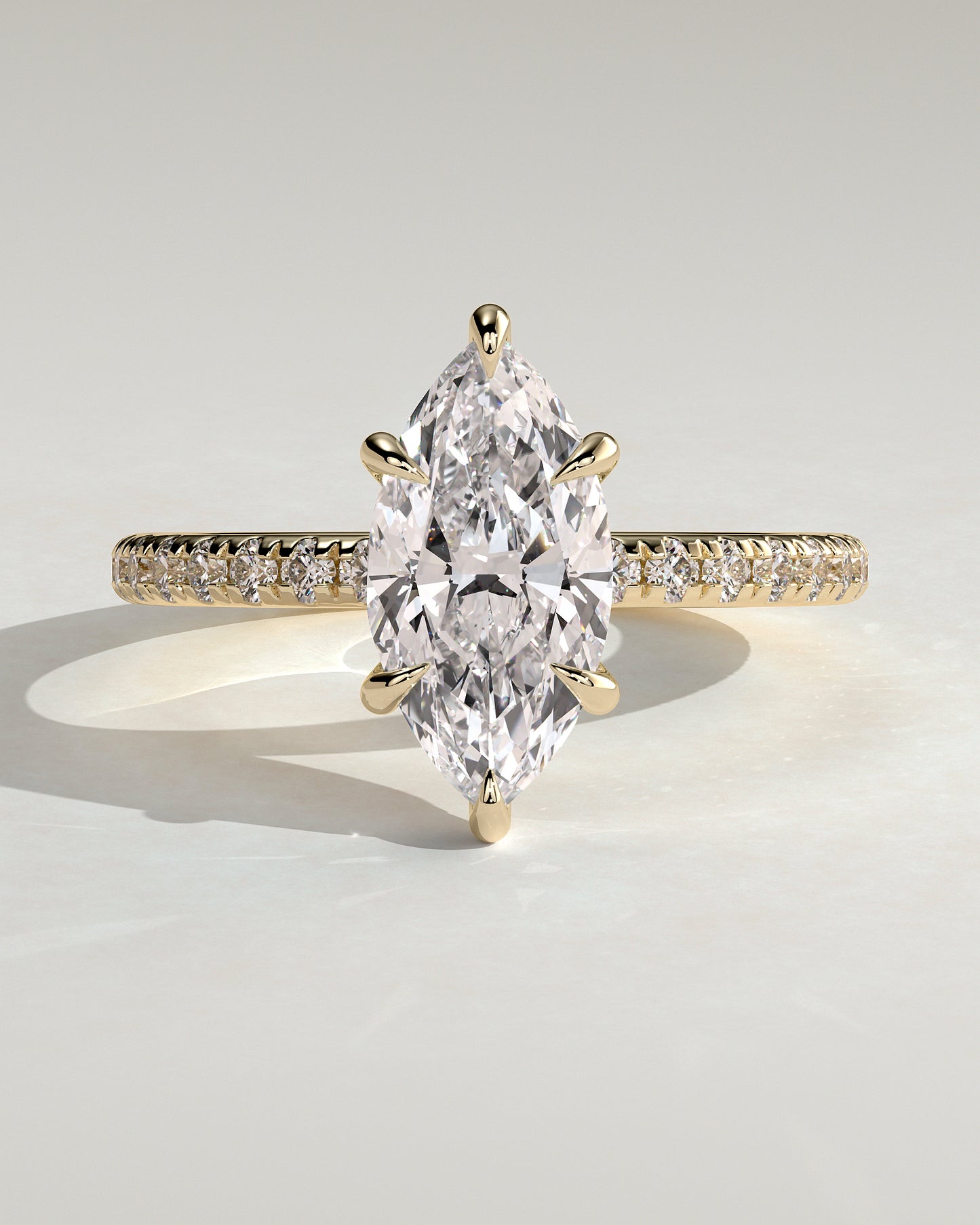 2.0 CT Marquise Cut Hidden Halo & Pave Moissanite Engagement Ring