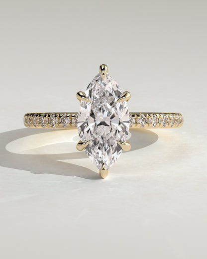 2.0 CT Marquise Cut Hidden Halo & Pave Moissanite Engagement Ring