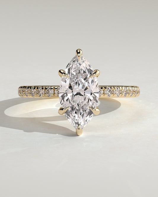 2.0 CT Marquise Cut Hidden Halo & Pave Moissanite Engagement Ring